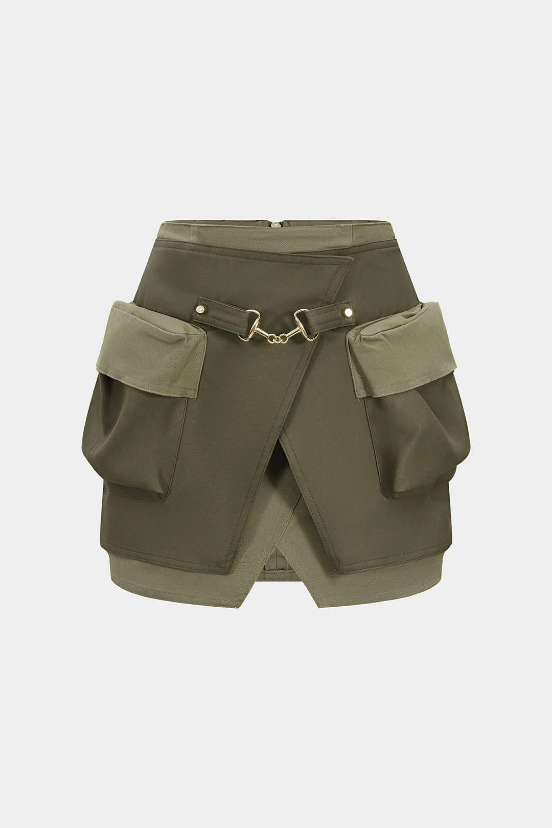 Faux Leather Contrast Pocket Skirt - Weenar