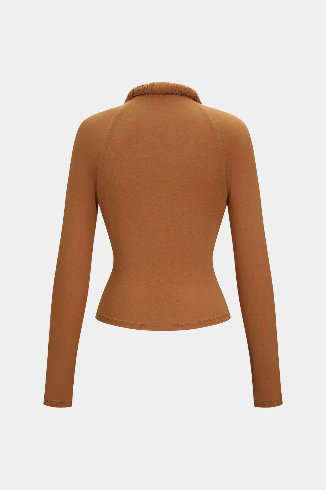 Ruched Draped Cowl Neck Long-Sleeve Top - Weenar