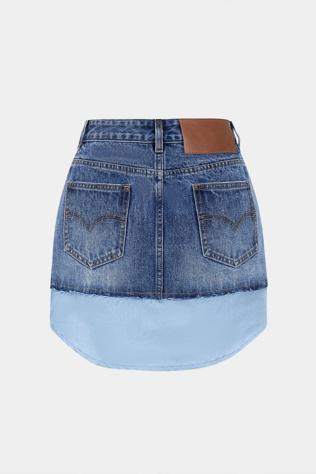 Denim Buttons Washed Ripped Patchwork Skirt - Weenar
