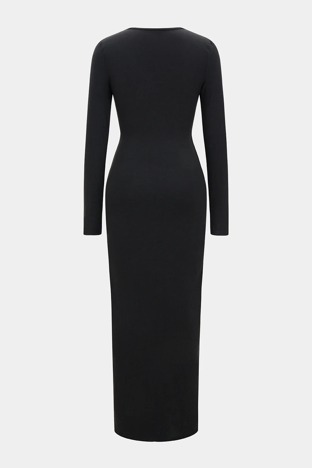 Metallic Decor V-Neck Cut Out Long Sleeve Maxi Dress - Weenar