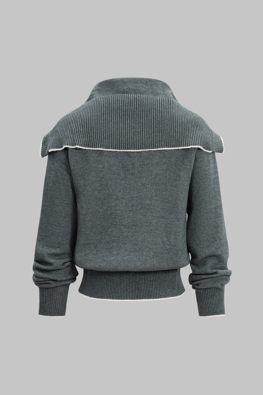 Wool Sailor Collar Button Long-Sleeve Top - Weenar