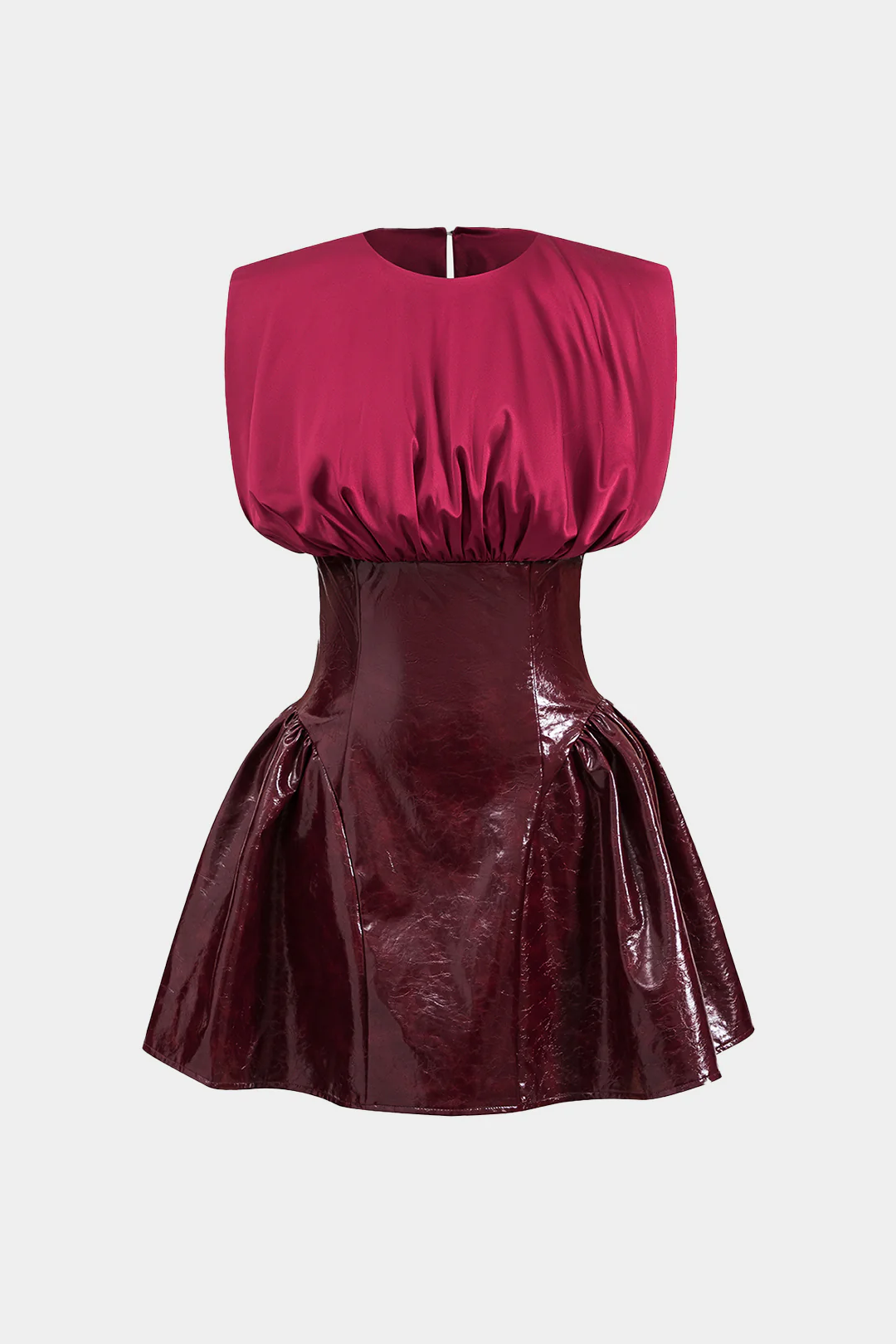 Faux Leather Satin Sleeveless Mini Dress - Weenar