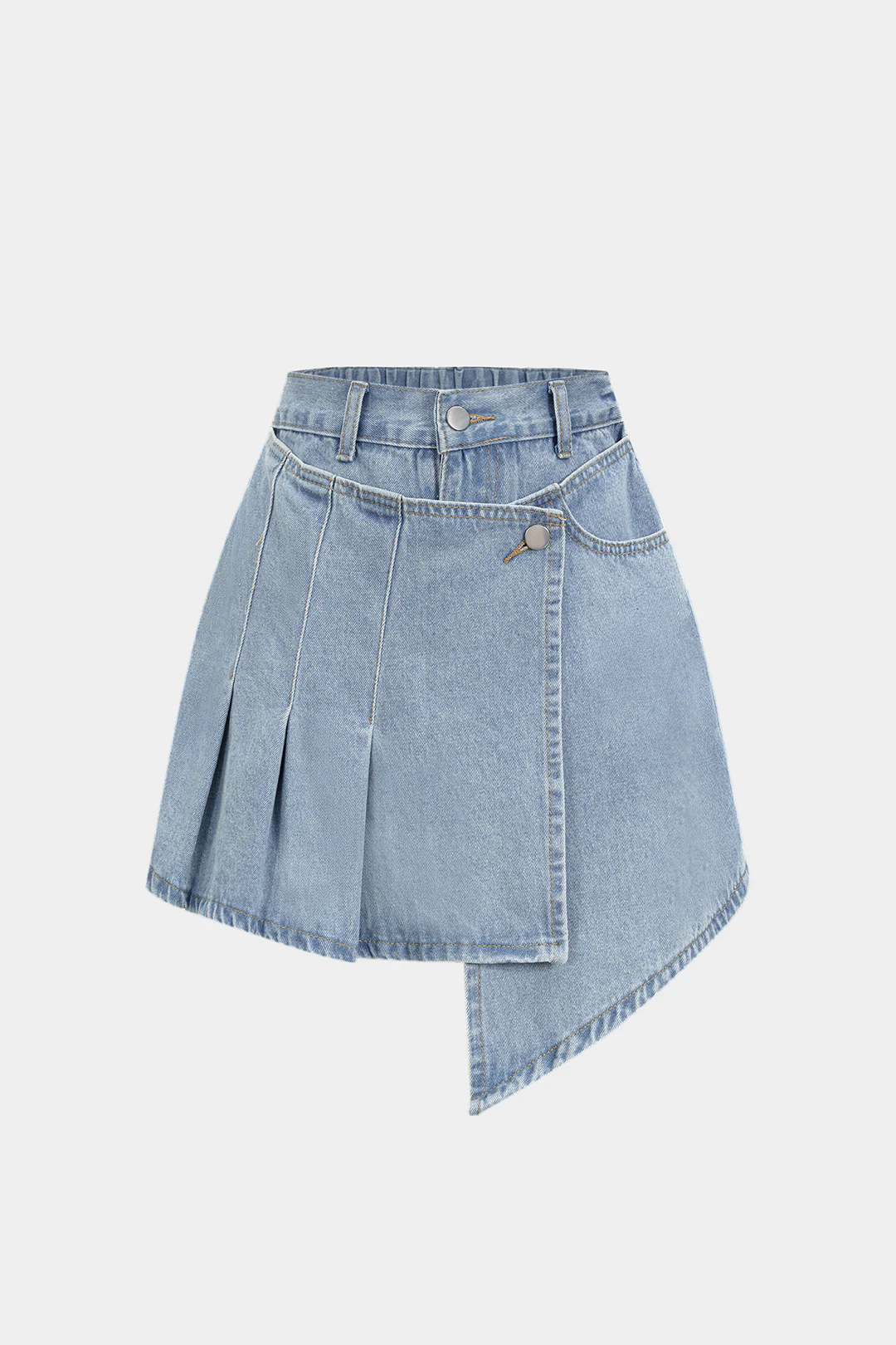 Denim Pleated High Waist Skirt - Weenar