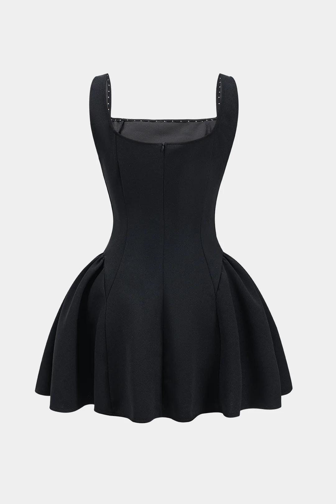 Pearl Ruched Zipper Mini Dress - Weenar