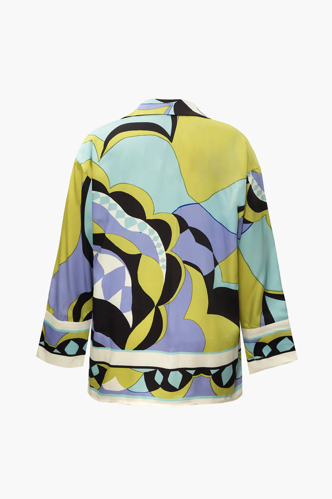 Satin Abstract Print Button Long-Sleeve Shirt - Weenar