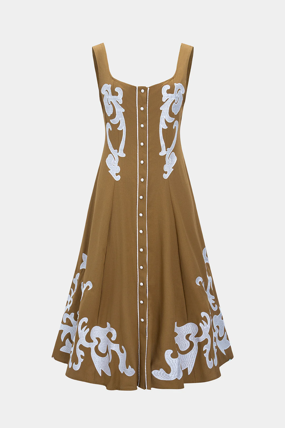 Pop Art Print Embroidery Sleeveless Tank Midi Dress - Weenar