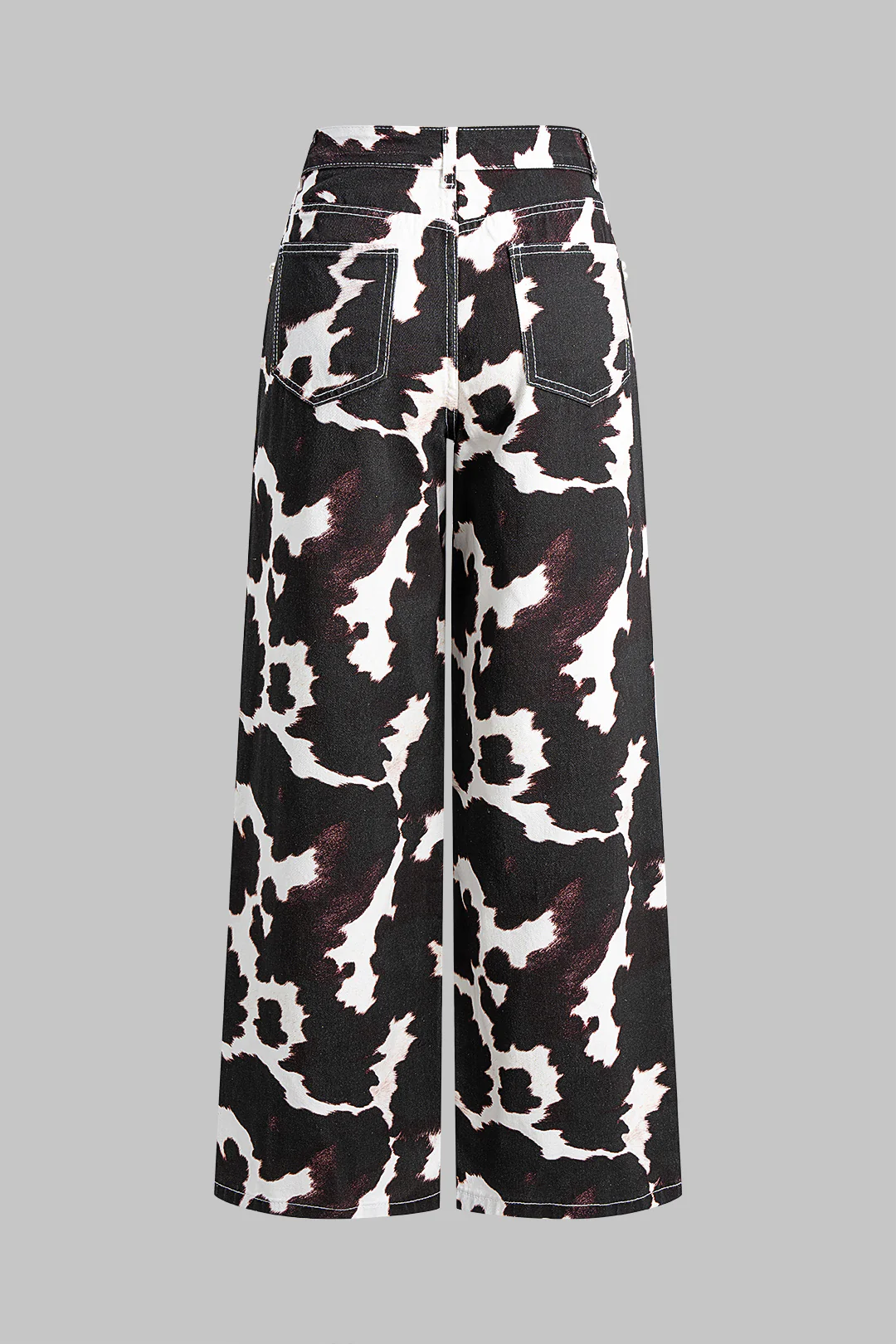 Denim Contrast Print Pearl Decor Jeans - Weenar