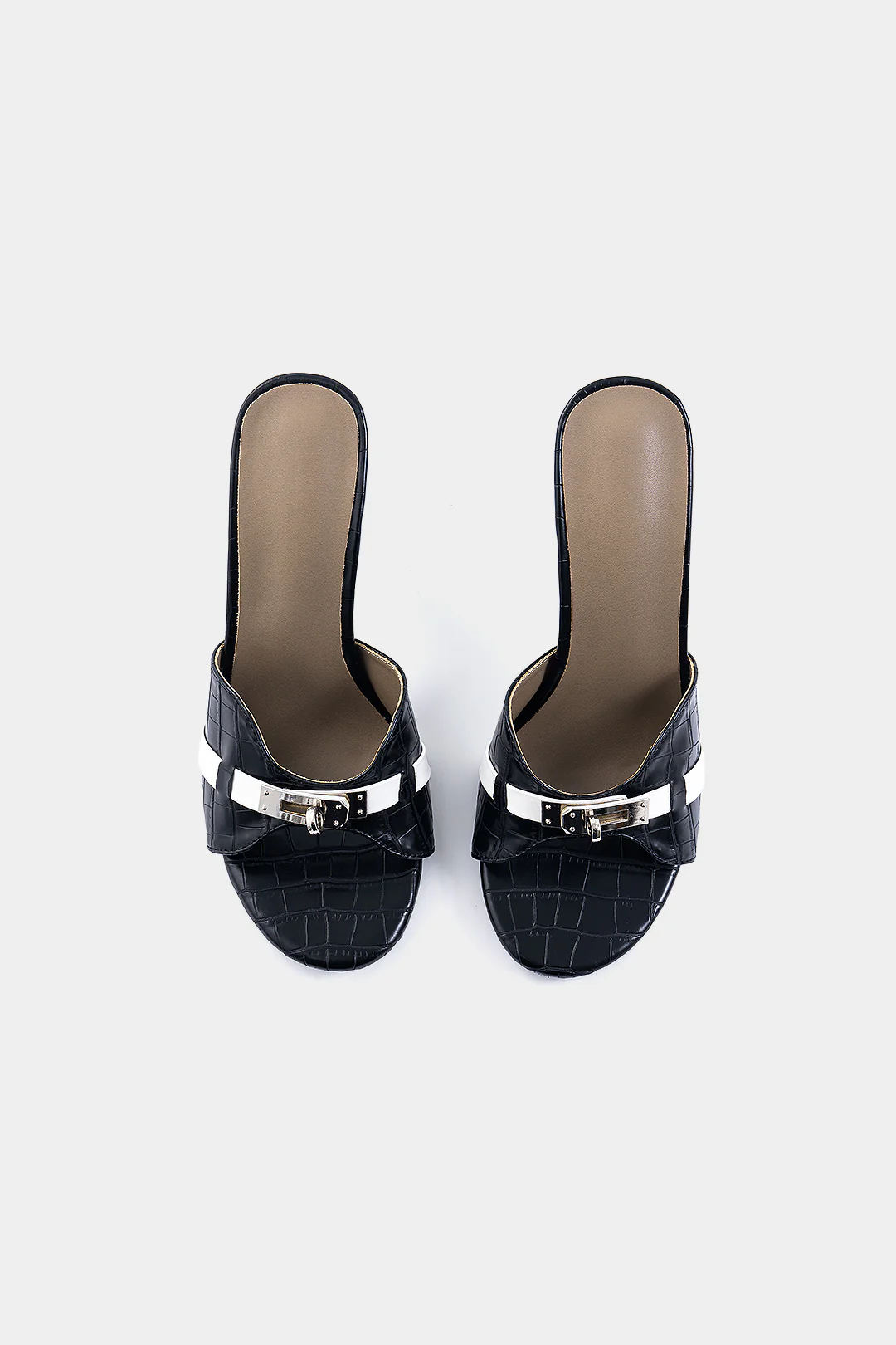 Crocodile Pattern Faux Leather Metallic Heels - Weenar