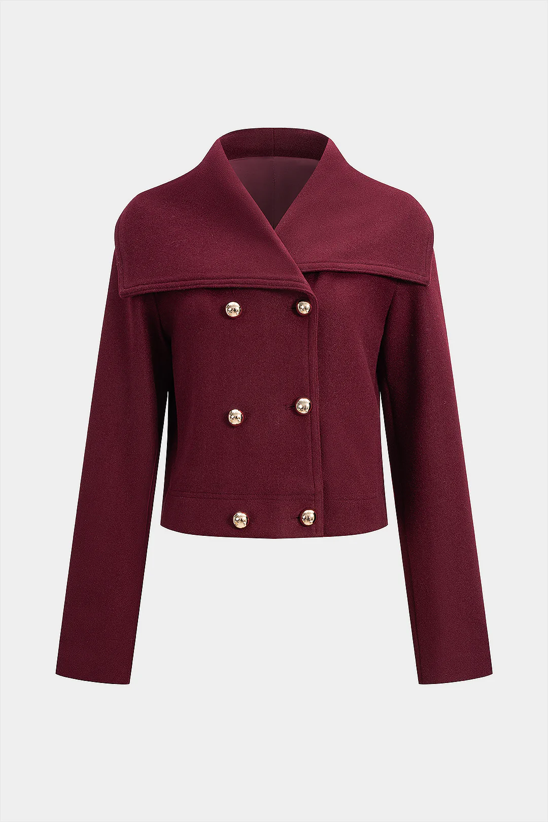 Woolen Textured Button Double Breasted Coat - Weenar