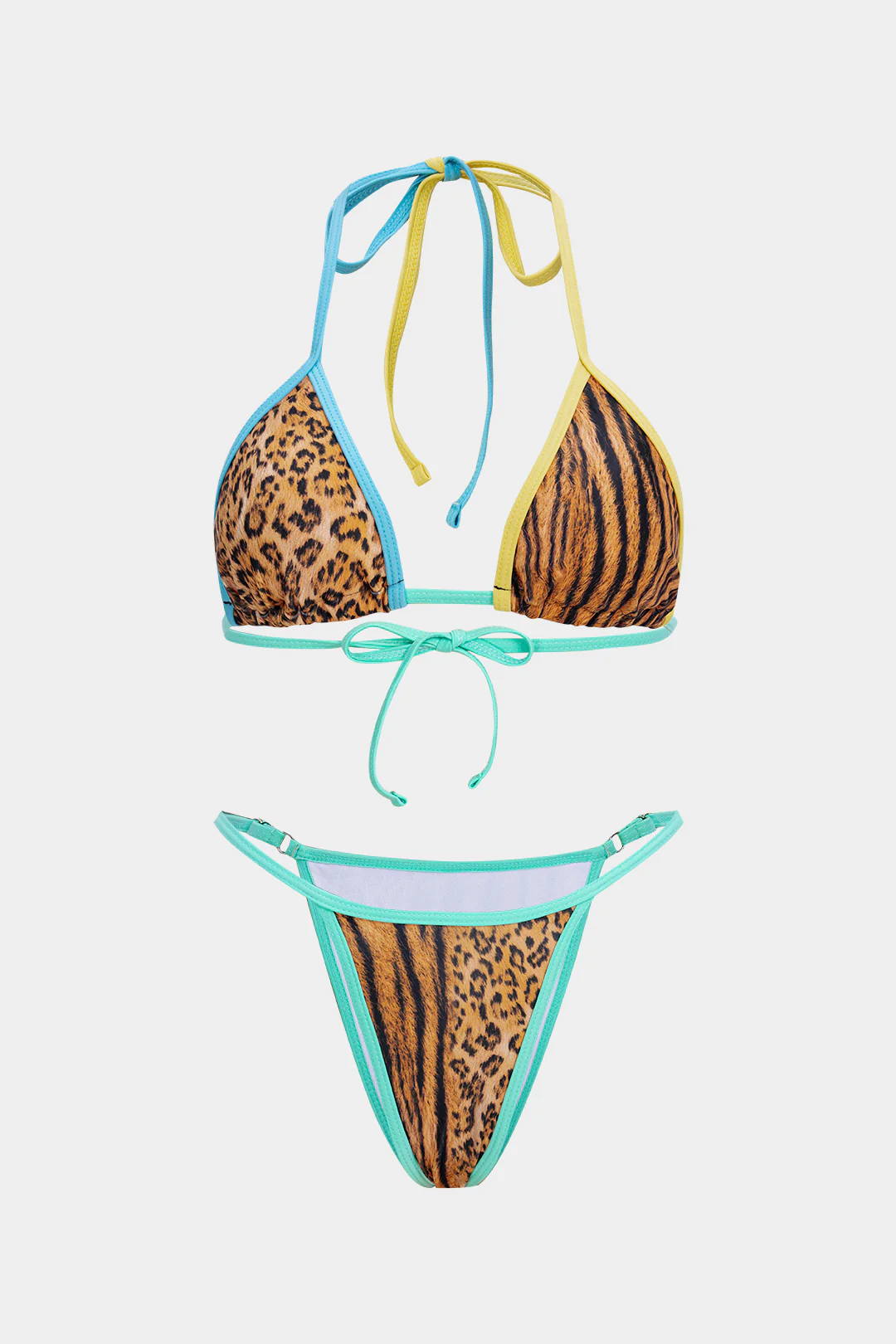 Leopard Print Leopard Tie-Up Split Bikini Set - Weenar