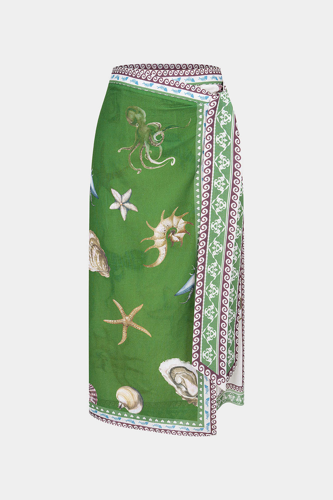 Contrast Artistic Print Wrap Asymmetrical Skirt - Weenar