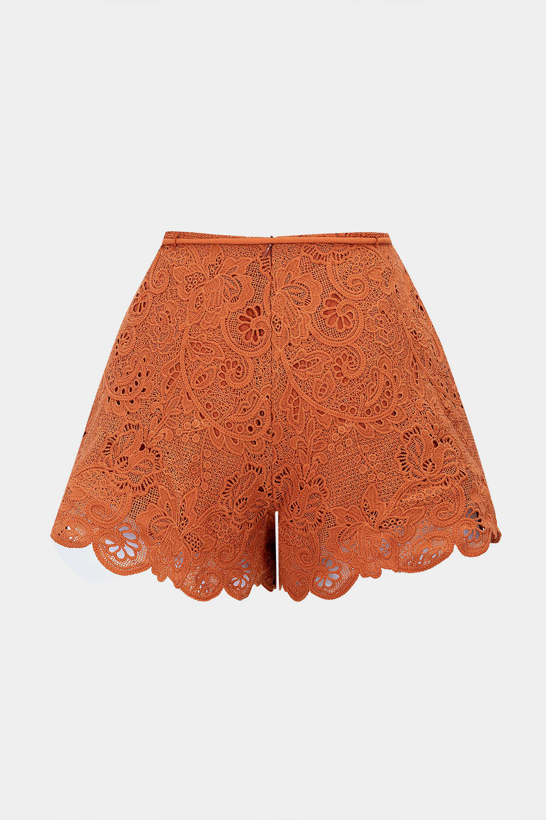 Cut Out Tie-Up Scalloped Hem Shorts - Weenar