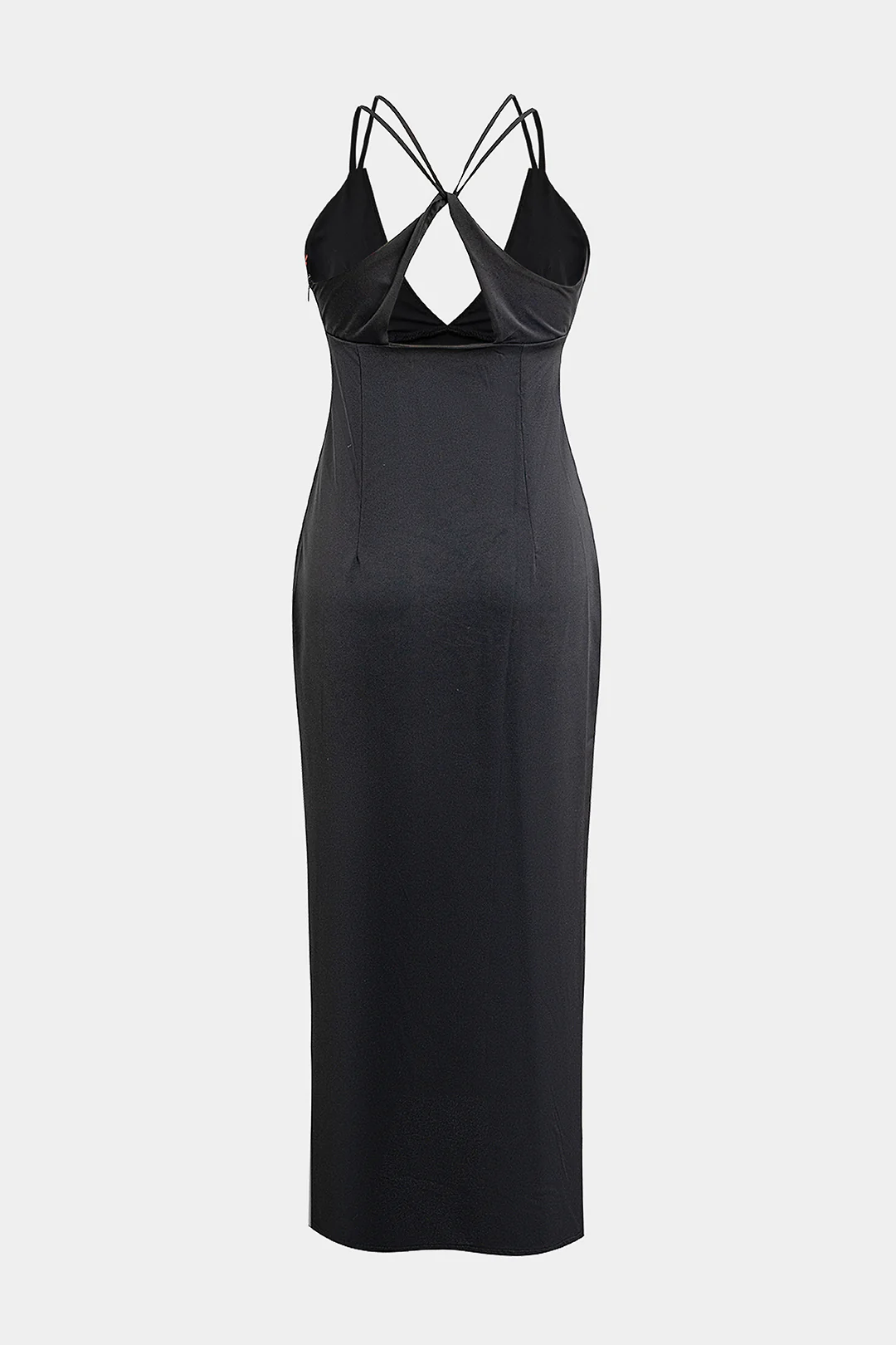 Satin V-Neck Asymmetrical Sleeveless Midi Dress - Weenar