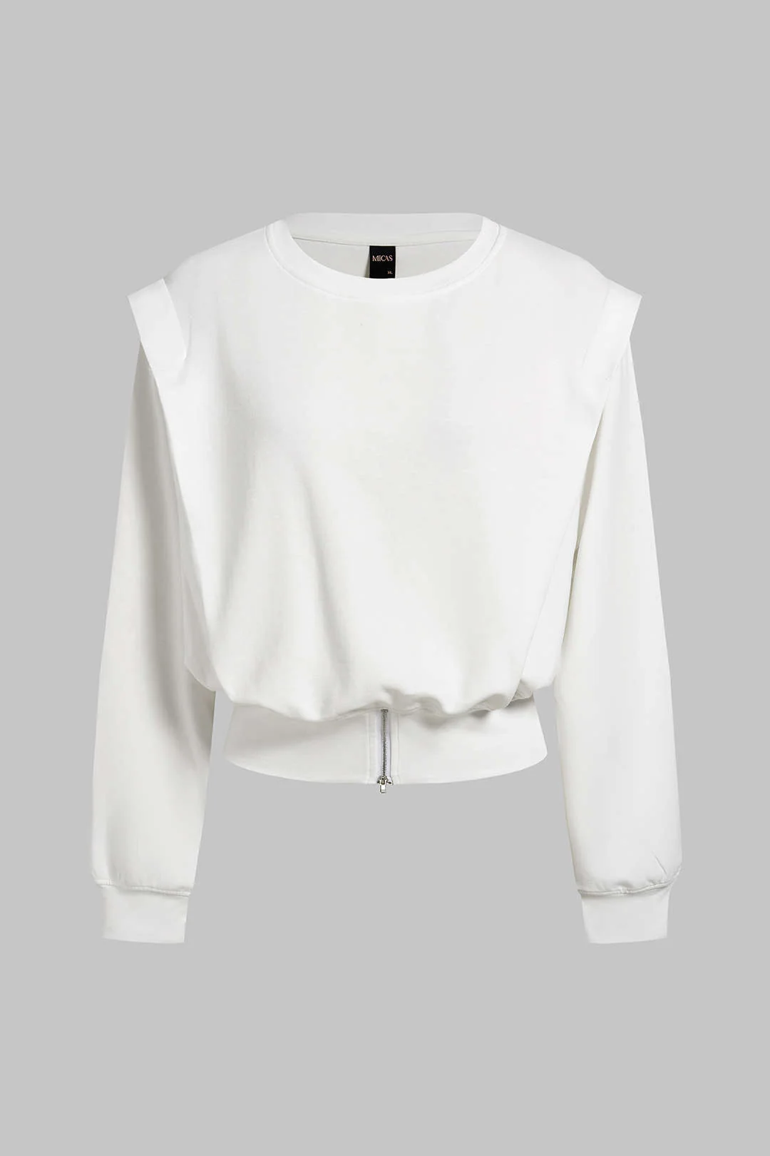 Solid Round Neck Zipper Sweatshirt - Weenar