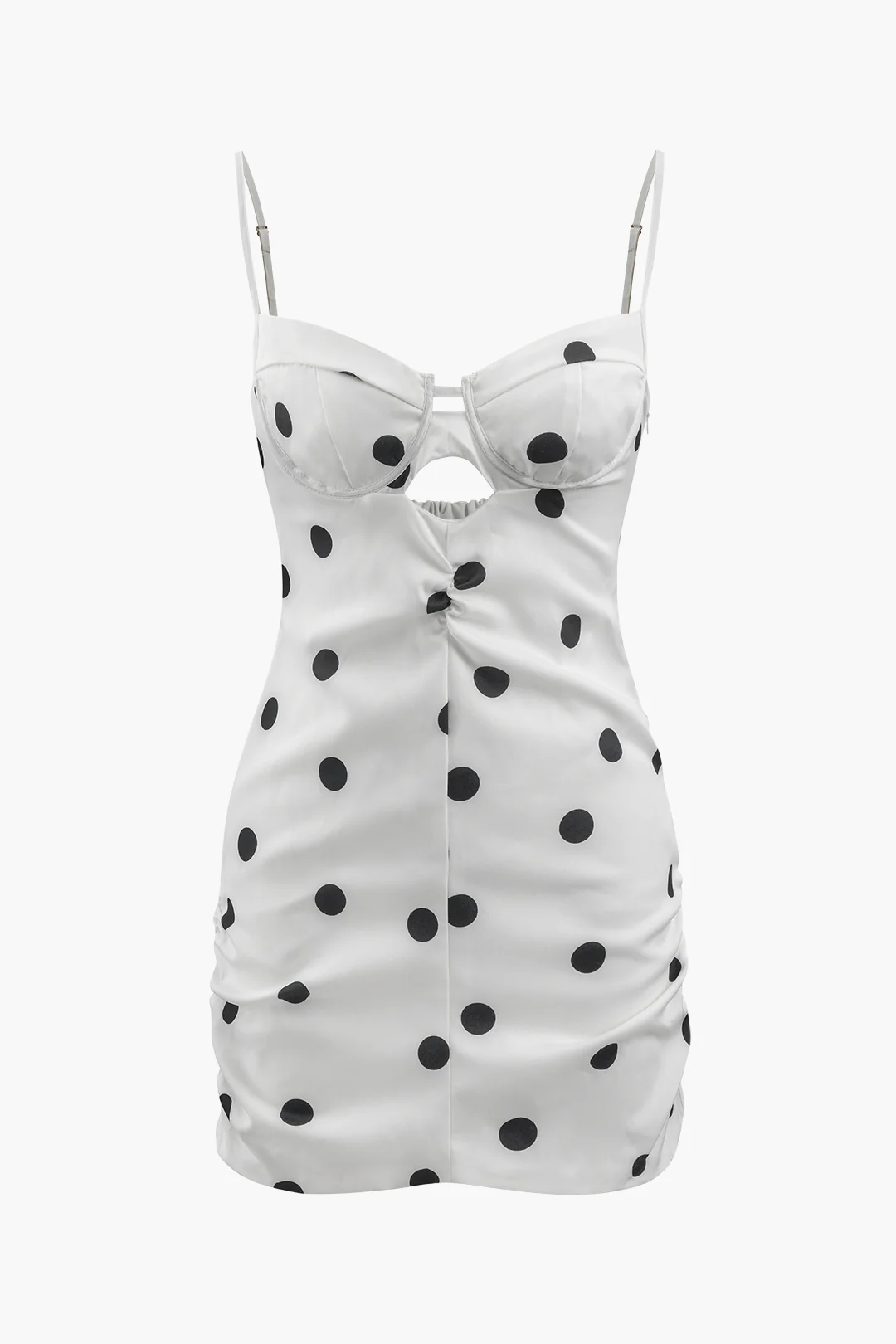 Polka Dots Print Backless Hollow Out Sleeveless Mini Dress - Weenar