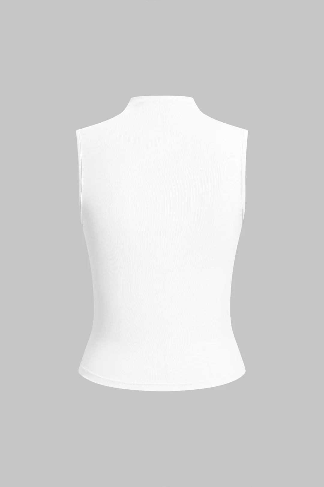 Solid Mock Neck Asymmetrical Ruched Tank Top - Weenar