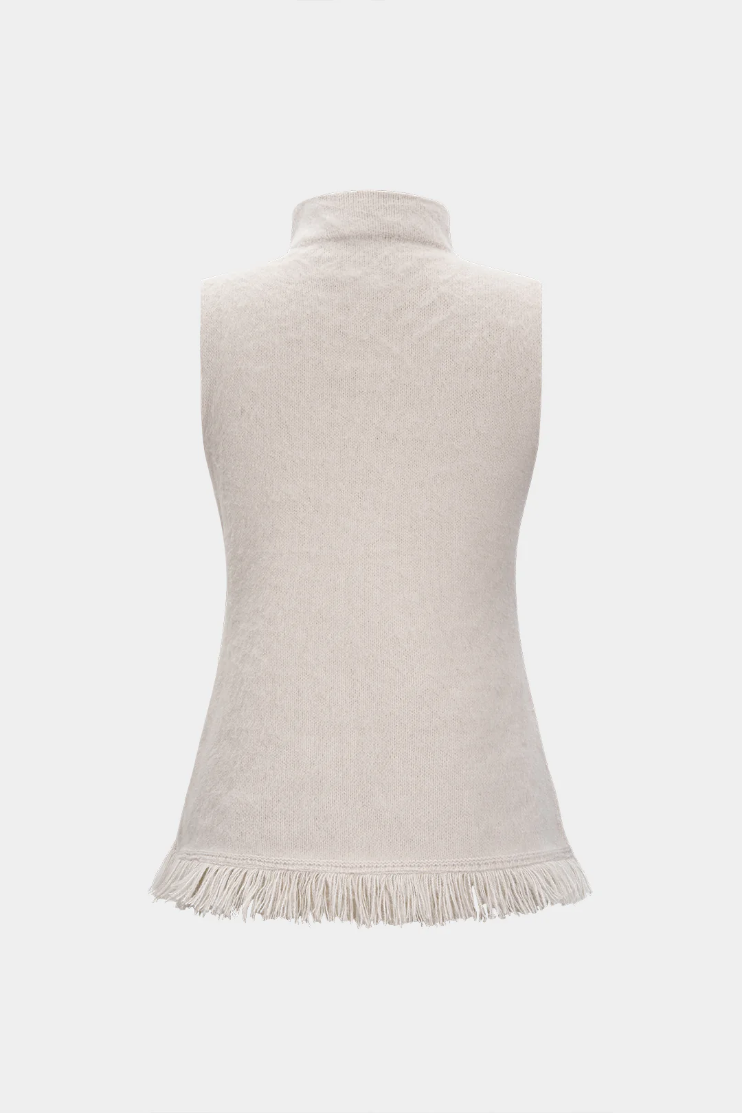 Mock Neck Fringe Hem Tank Top - Weenar