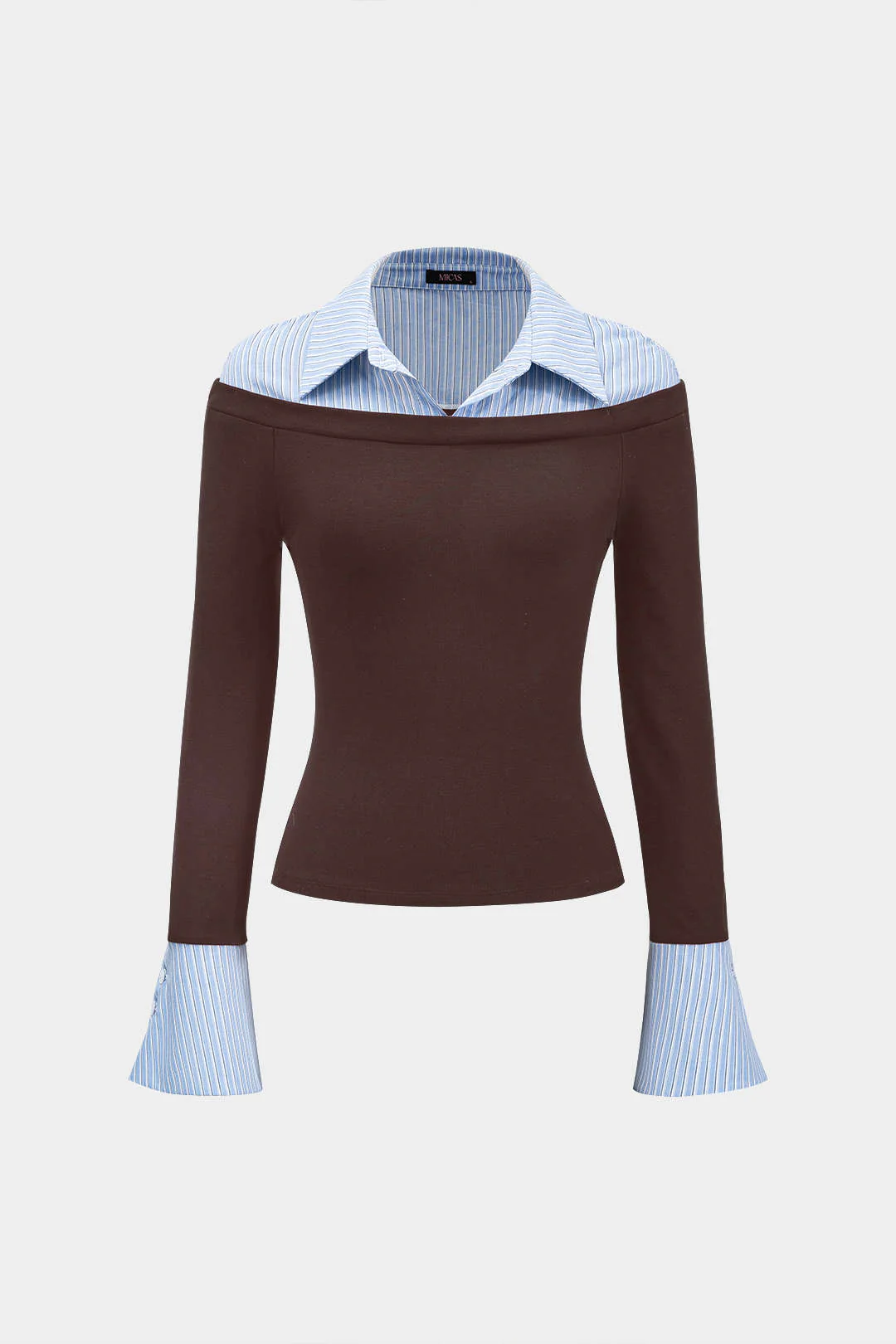 Stripes Print Patchwork Long-Sleeve Top - Weenar