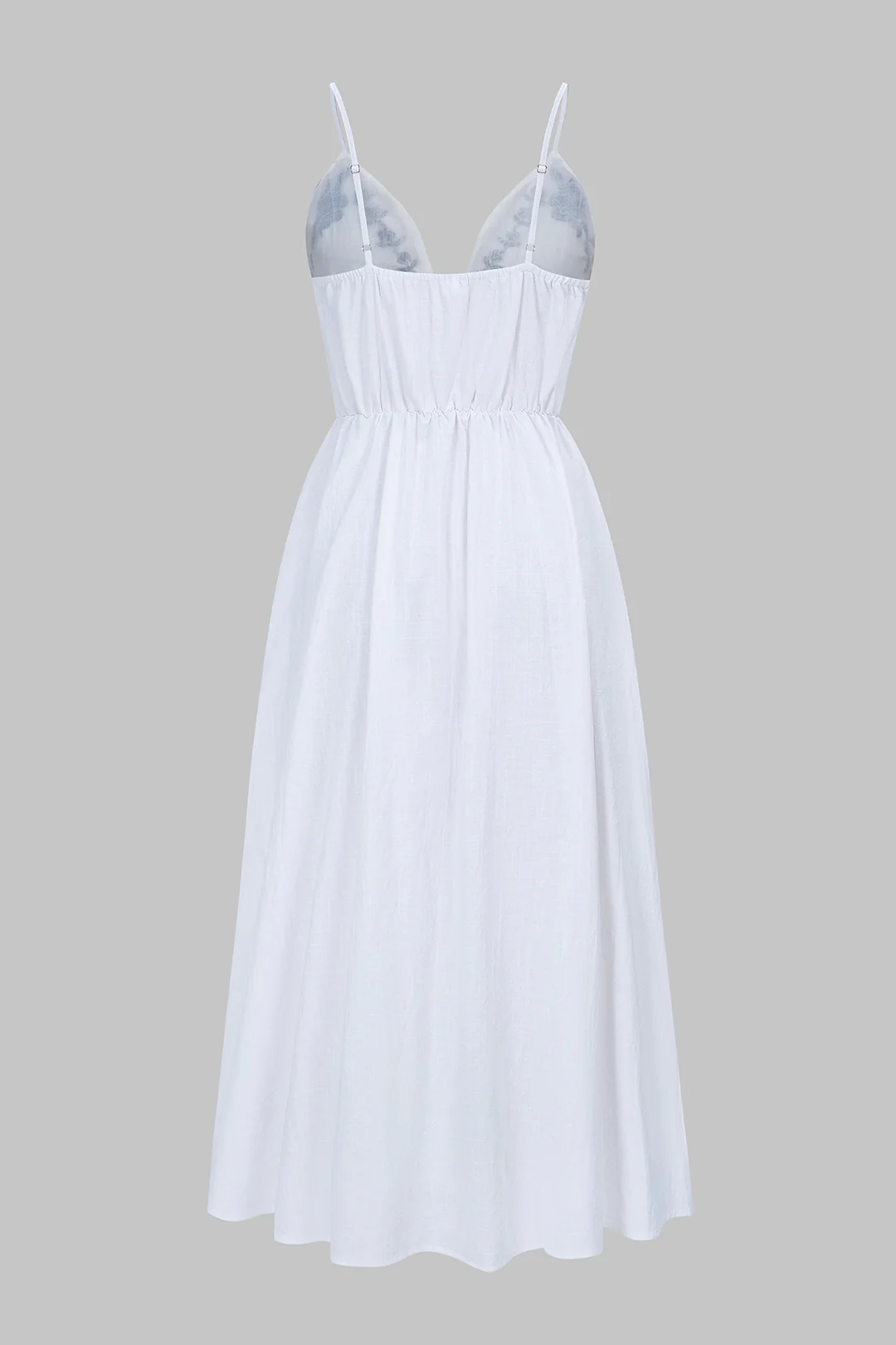 Contrast Embroidery V-Neck Sleeveless Maxi Dress - Weenar