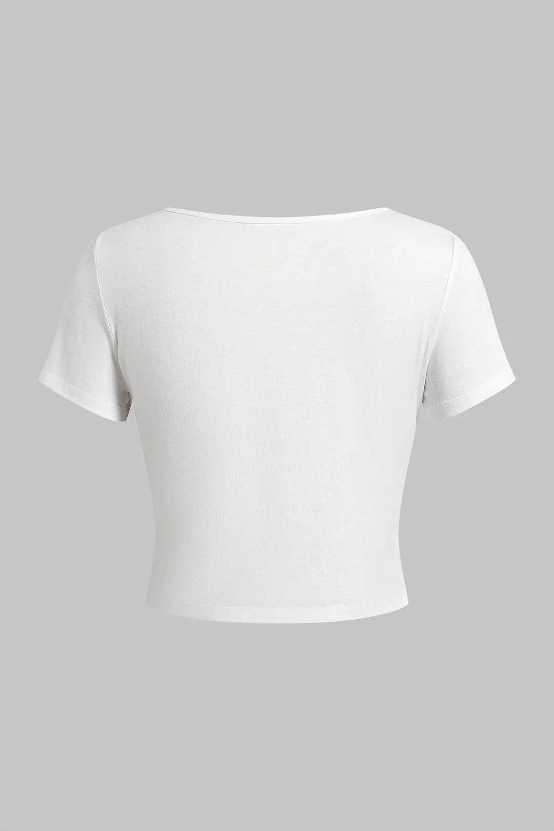 Solid Round Neck Ruched Short Sleeve Top - Weenar