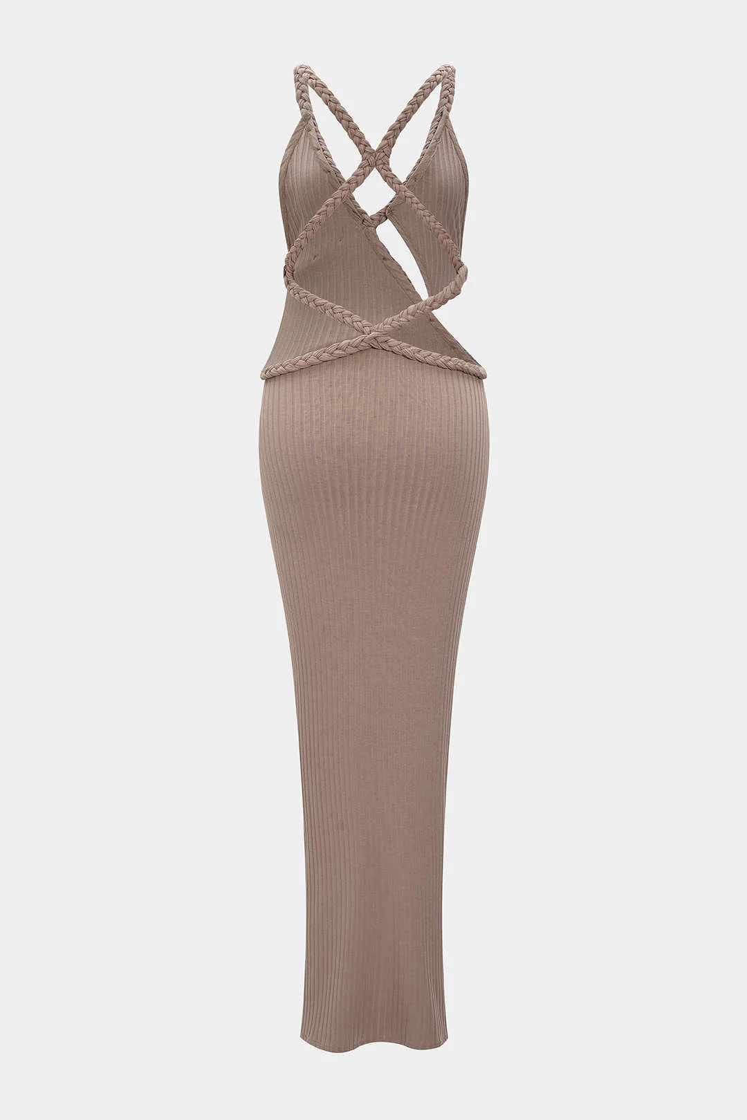 Asymmetrical Braided Backless Sleeveless Maxi Dress - Weenar