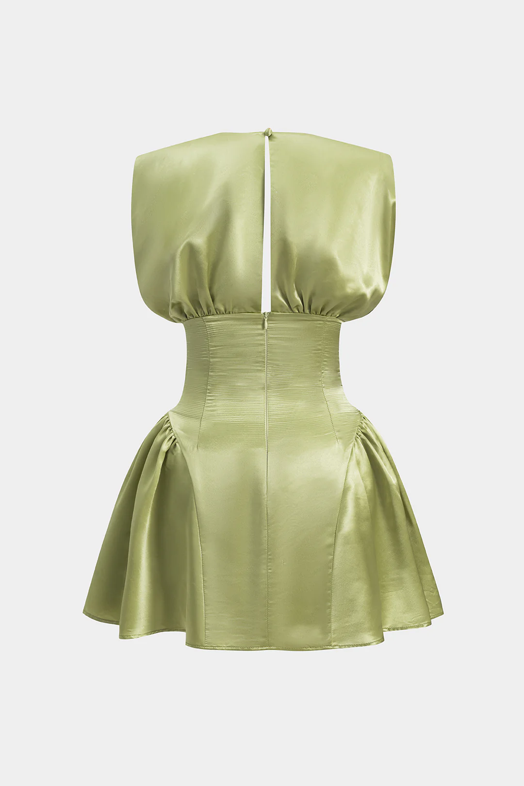 Satin Ruched Zipper Corset Mini Dress - Weenar