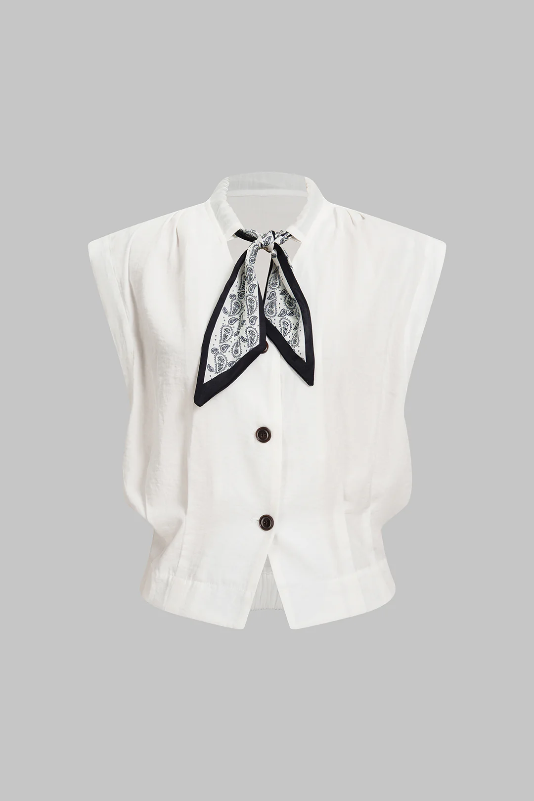 V-Neck Tie-Up Button Tank Top - Weenar