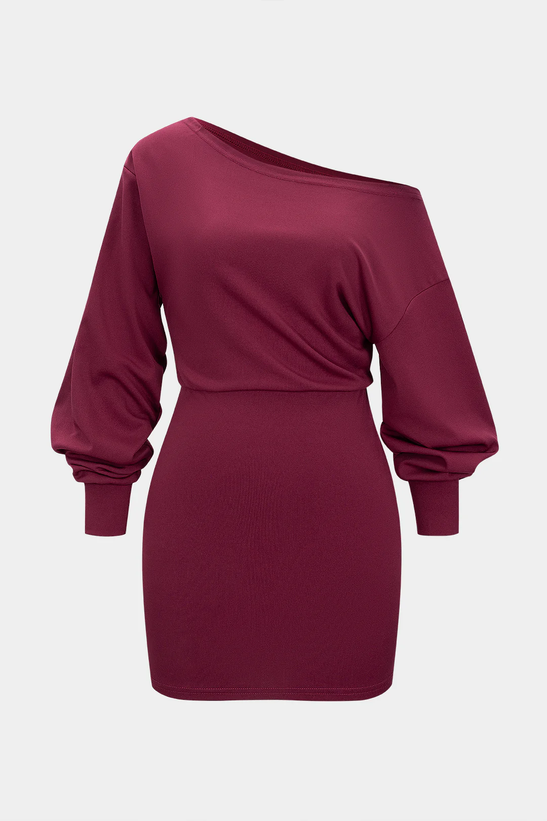 One Shoulder Long Sleeve Bodycon Mini Dress - Weenar