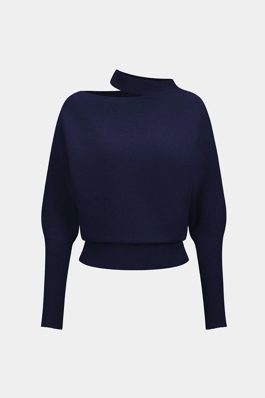 Knit Cut Out Asymmetrical Long-Sleeve Top - Weenar