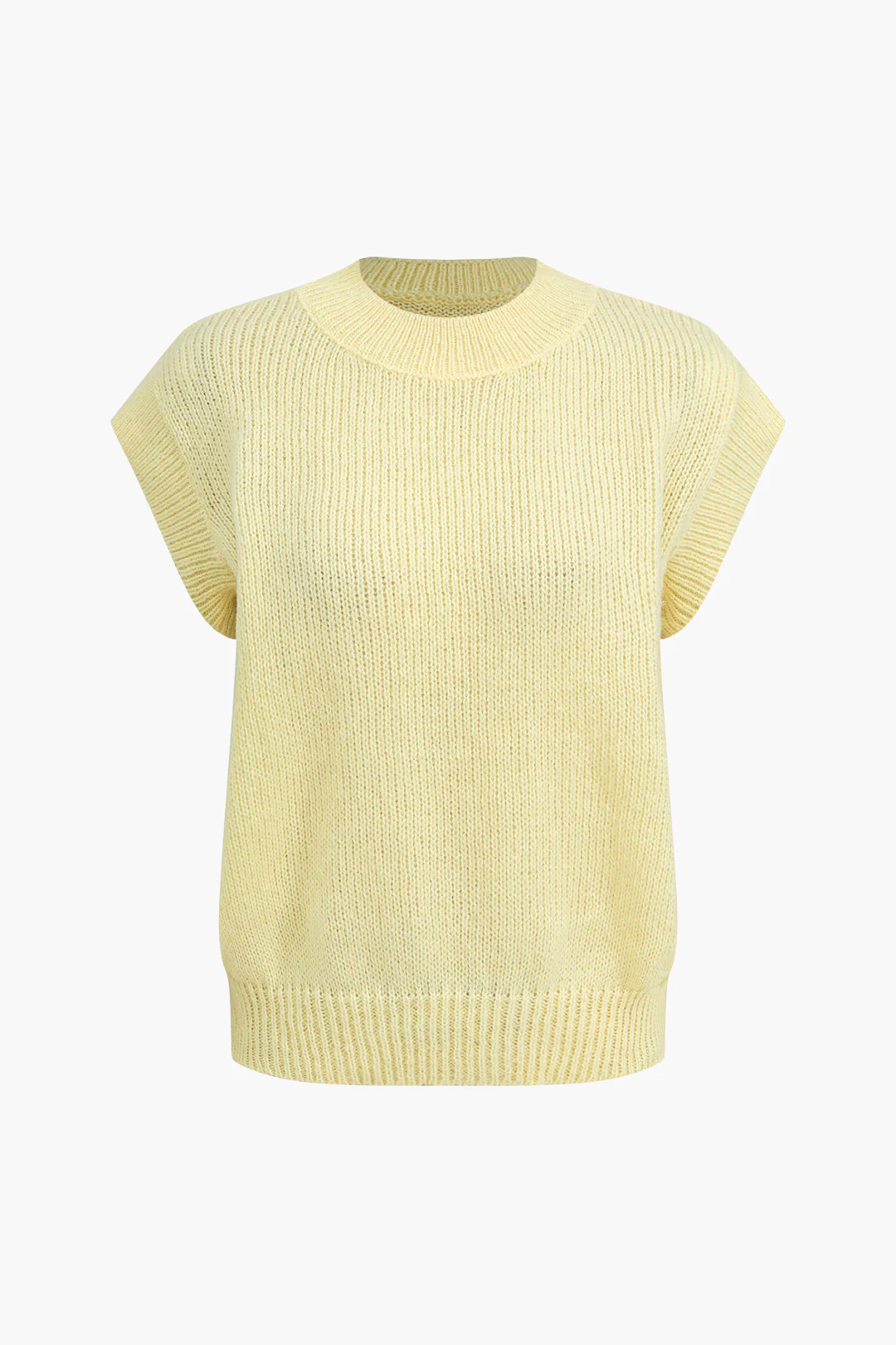 Knit Solid Round Neck Vest - Weenar