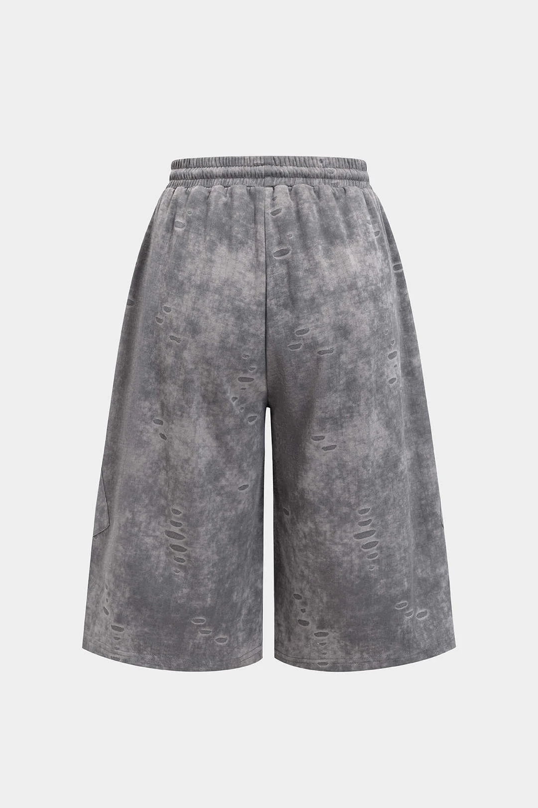 Washed Tie-Up High Waist Shorts - Weenar