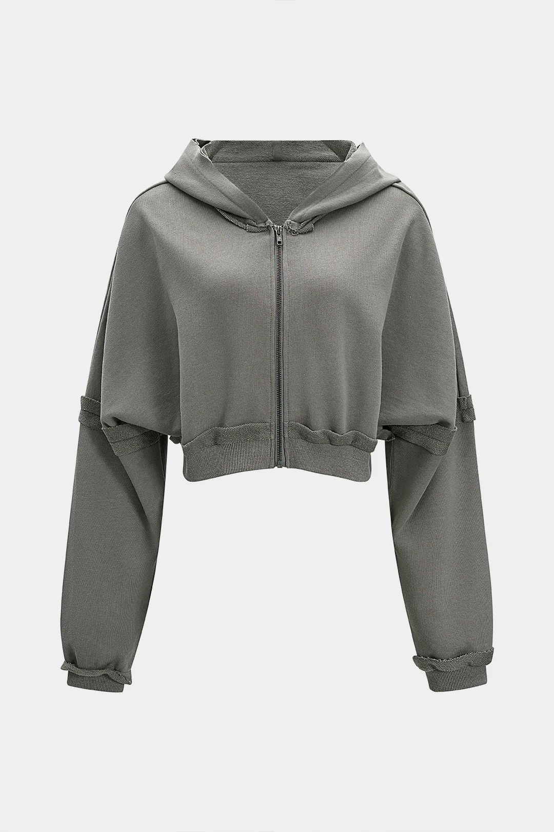 Hooded Frayed Long Sleeve Sweatshirt - Weenar