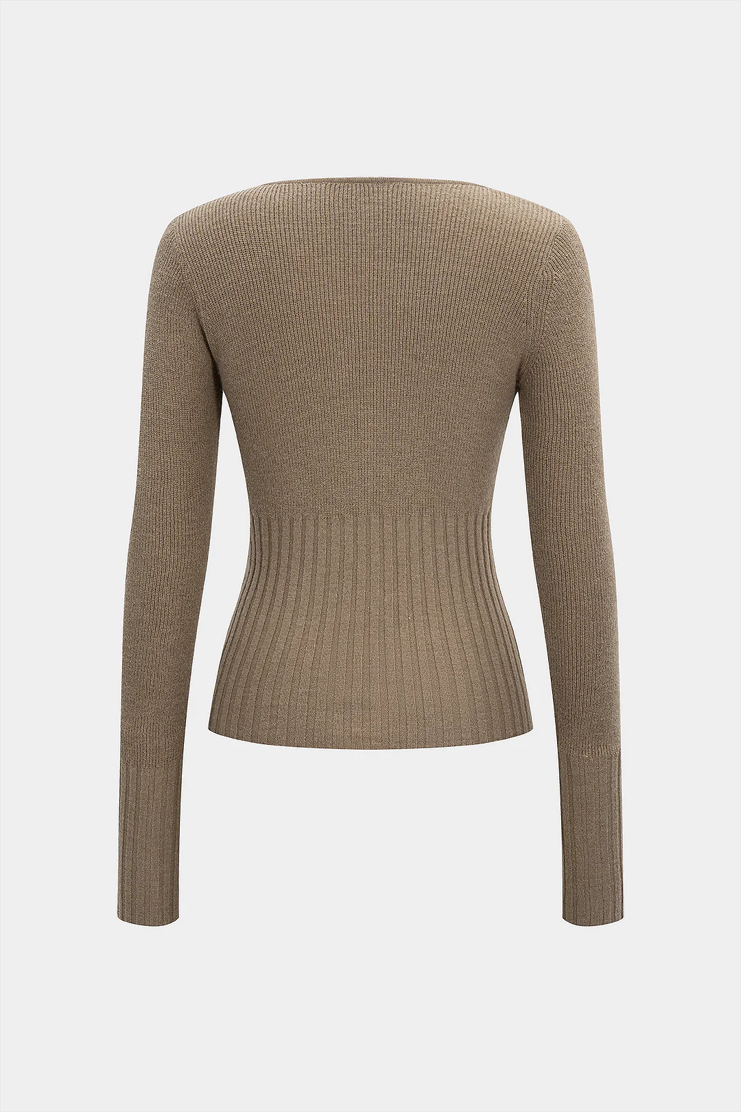 Knit Square Neck Long-Sleeve Top - Weenar