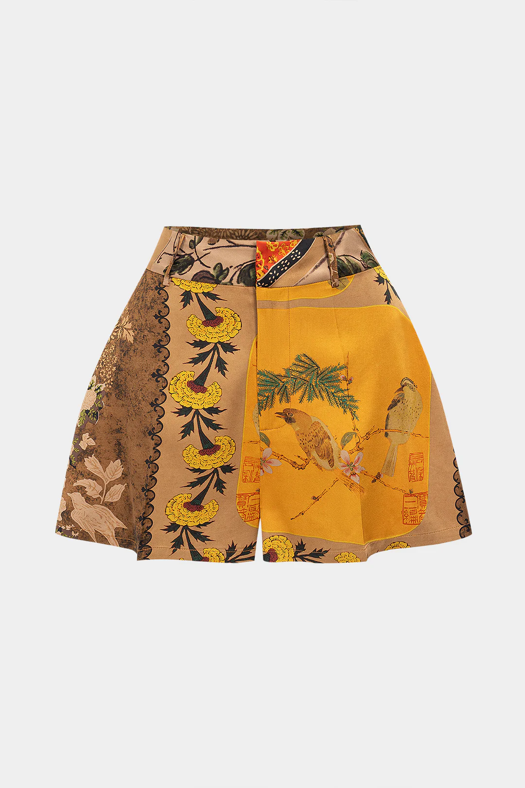 Floral Contrast Print Shorts - Weenar