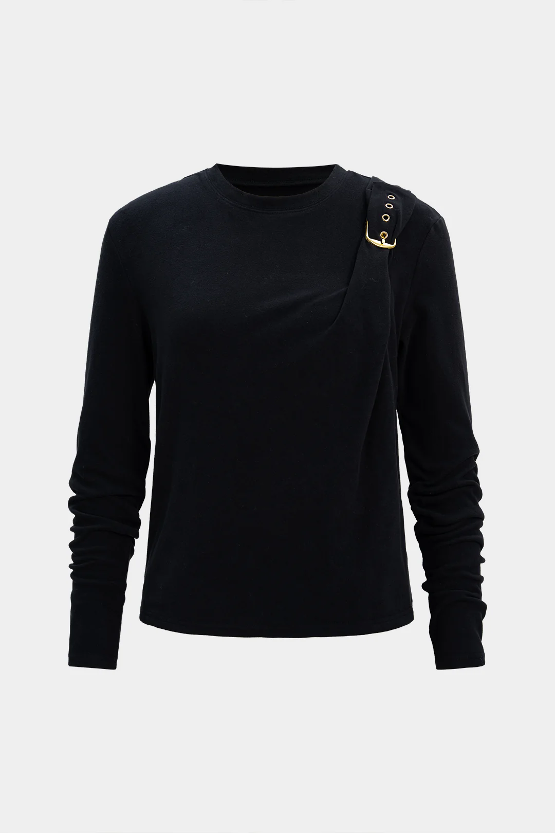 Round Neck Asymmetrical Long-Sleeve Top - Weenar