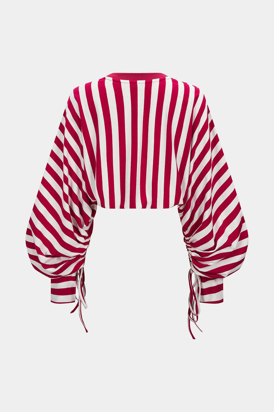 Contrast Stripes Print Tie-Up Long Sleeve Sweatshirt - Weenar