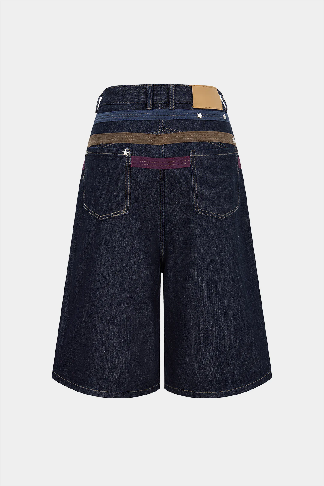 Denim Contrast Star Pattern Shorts - Weenar