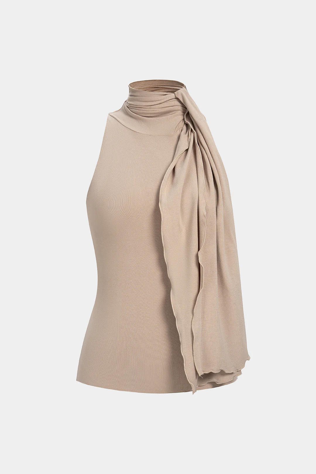 Solid Mock Neck Tie-Up Tank Top - Weenar