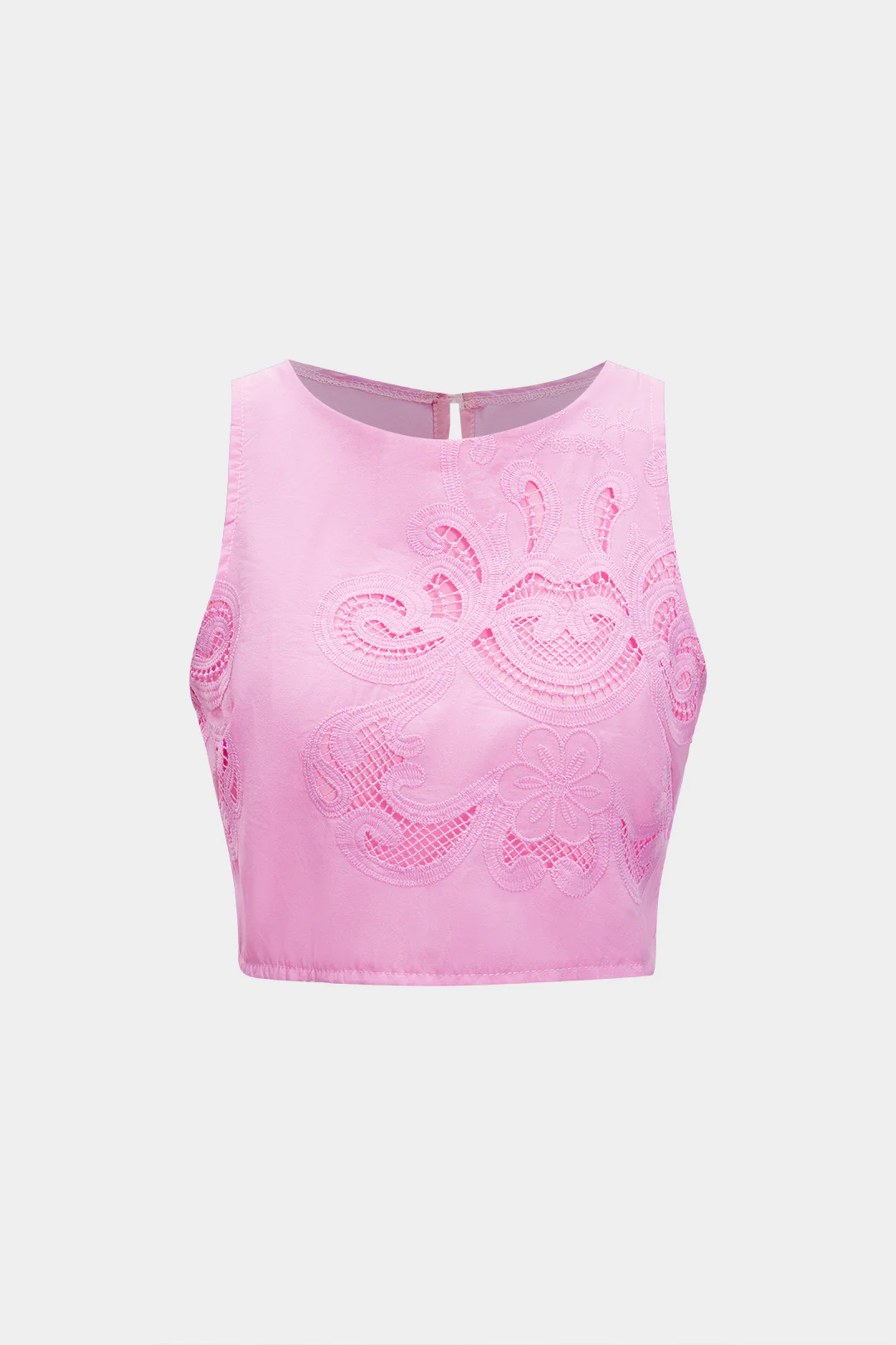 Hollow Out Embroidery Tank Top And Skirt Set - Weenar