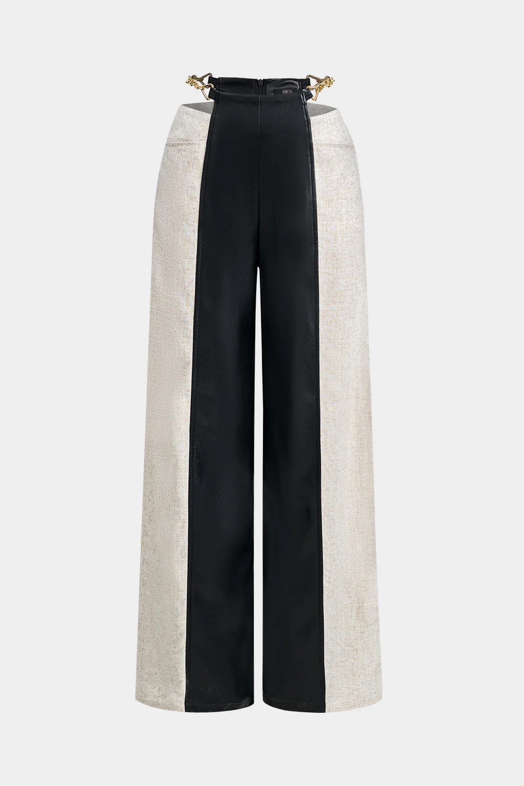 Faux Leather Metallic Patchwork Trousers - Weenar