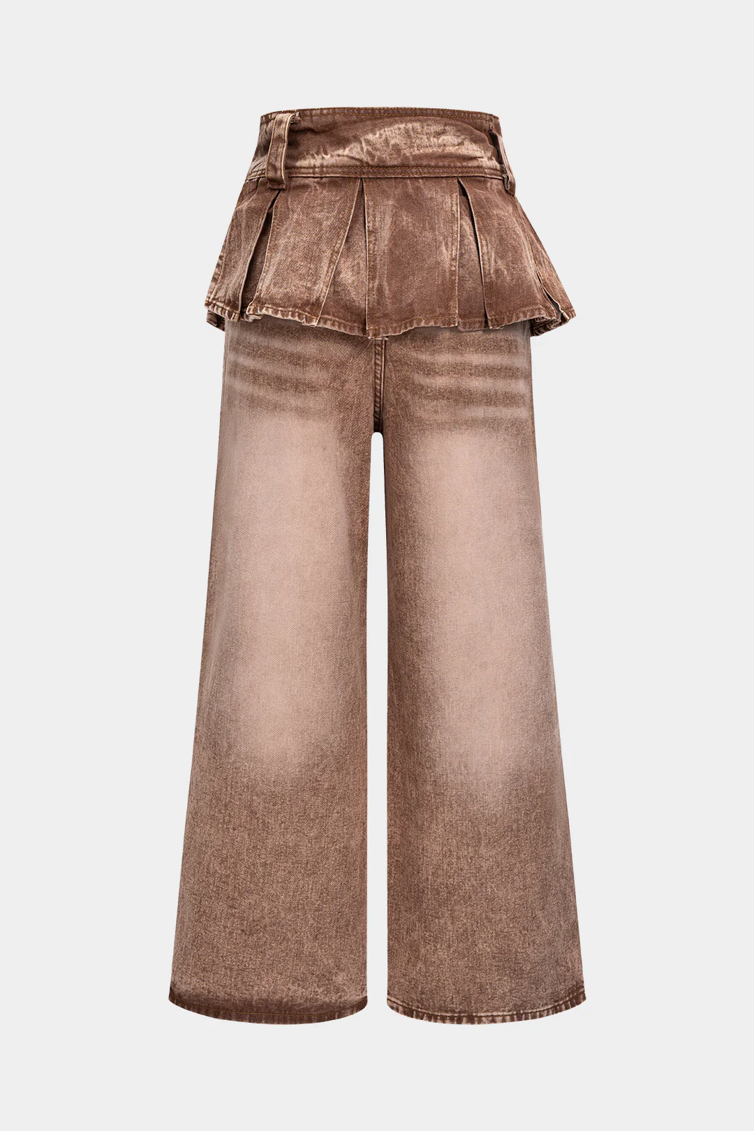 Denim Pleated Wide Leg Jeans - Weenar