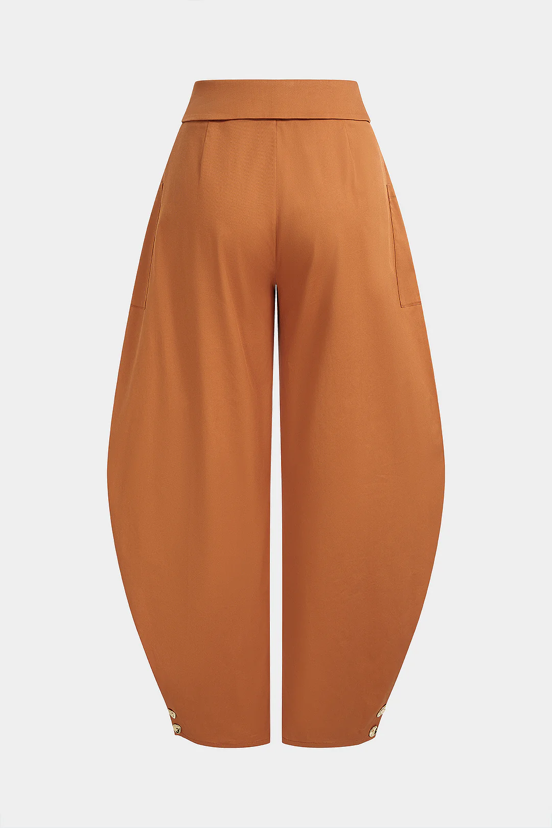 Solid Pocket Button Wide Leg Pants - Weenar