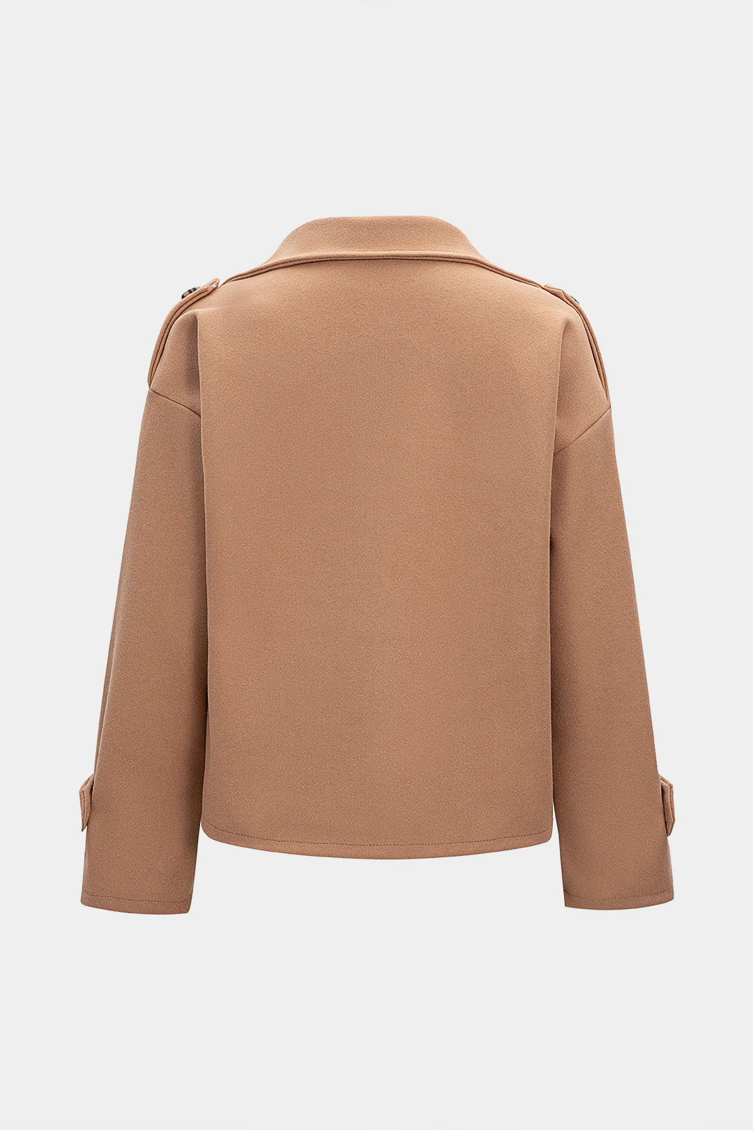 Lapel Short-Buttoned Long Sleeve Coat - Weenar