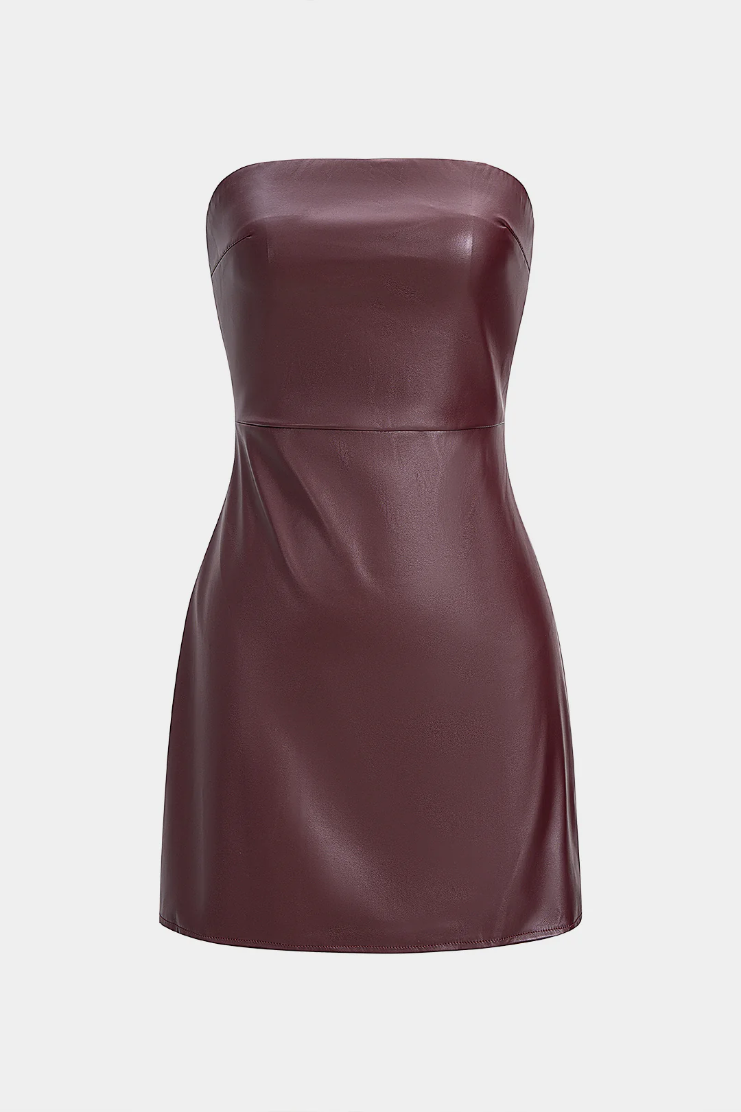 Faux Leather Strapless Sleeveless Mini Dress - Weenar