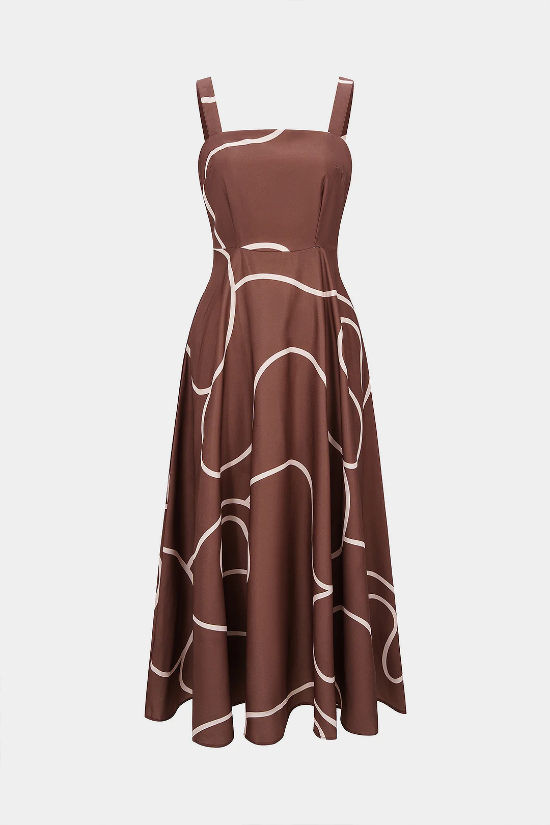 Abstract Print Square Neck Sleeveless Maxi Dress - Weenar