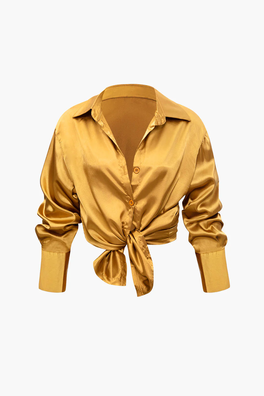 Satin Button Up Long Sleeve Shirt And Pants Set - Weenar