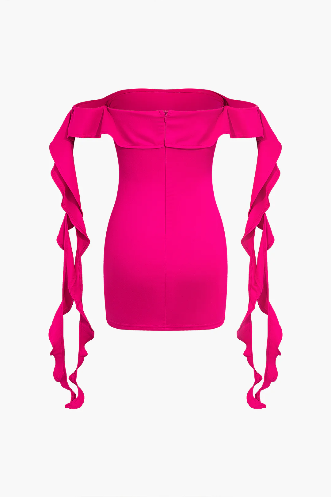 Ruffle Ribbon High Slit Zipper Sleeveless Mini Dress - Weenar
