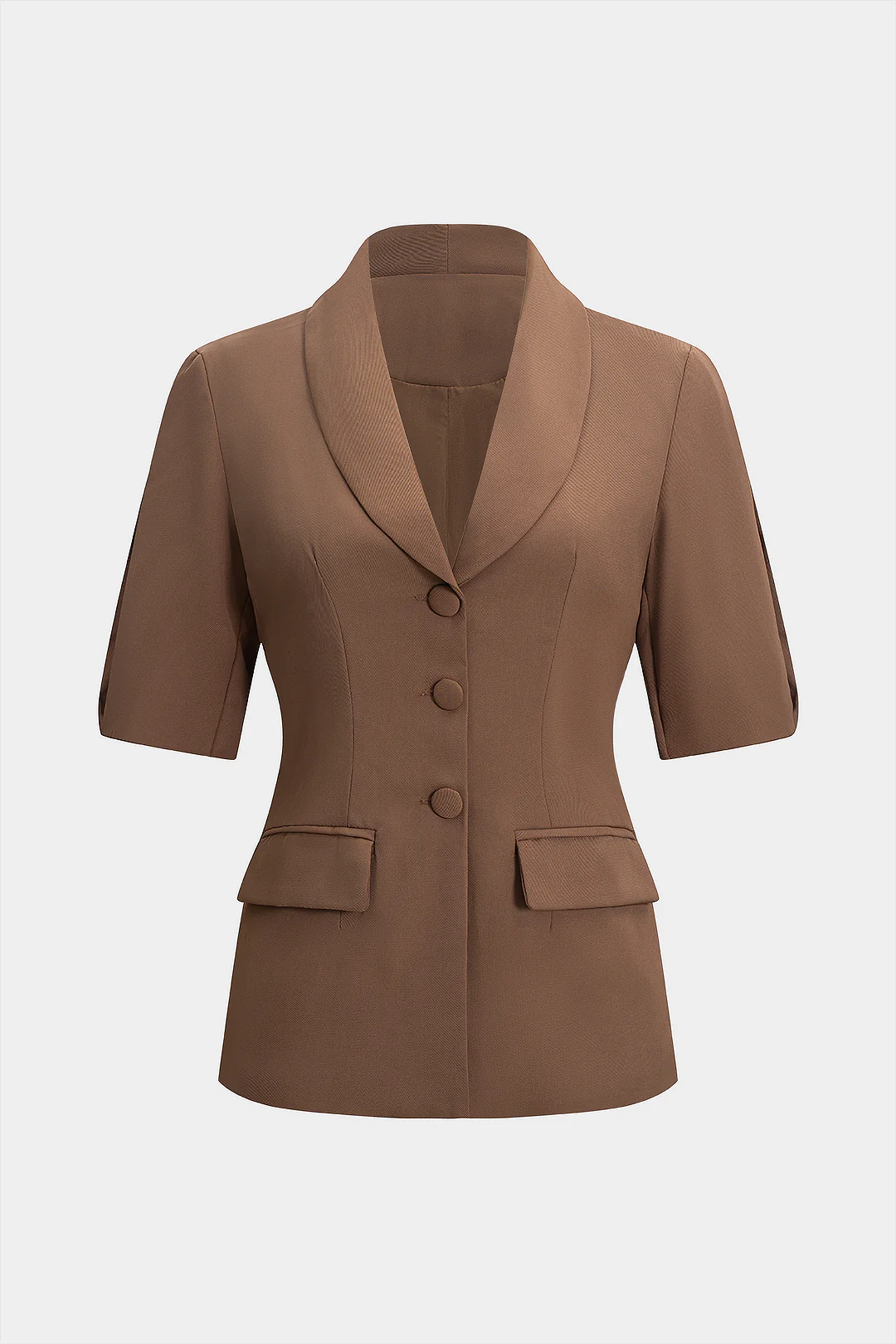 V-Neck Button Short-Sleeve Blazer - Weenar