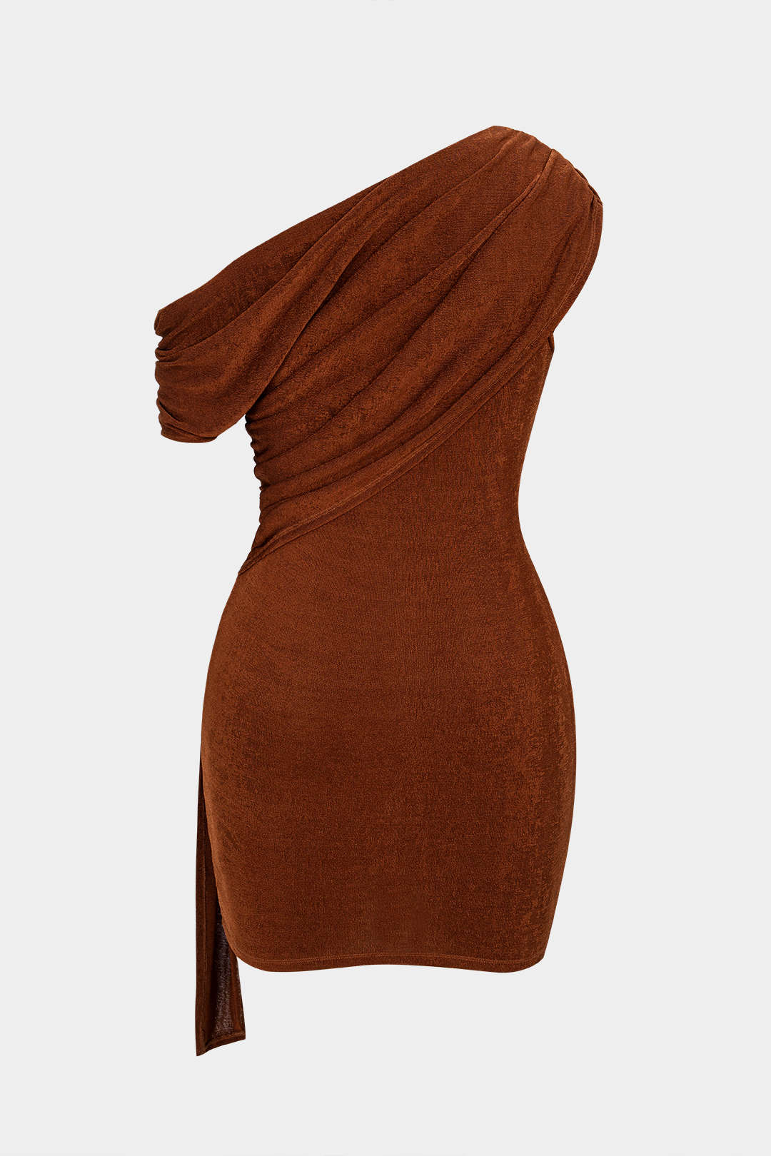 Mesh One Shoulder Metallic Ruched Asymmetrical Sleeveless Mini Dress - Weenar