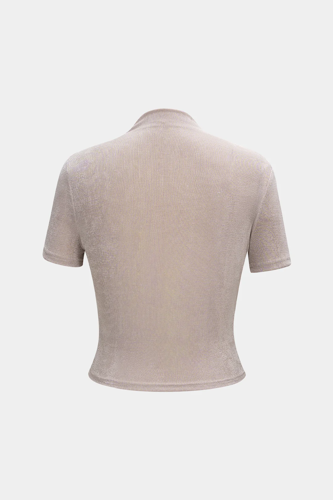 Mock Neck Ruched Short Sleeve T-Shirt - Weenar